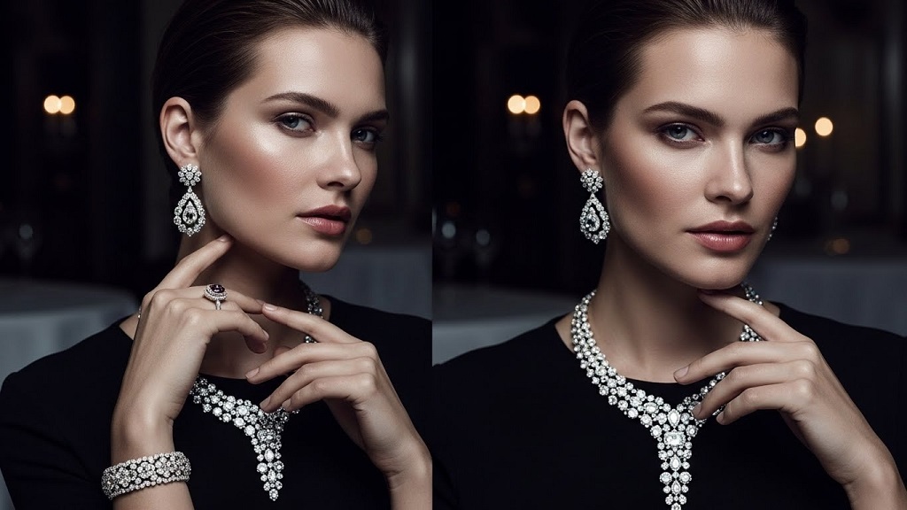 Close-up of cocktail rings and metallic cuffs for glamorous night styling.