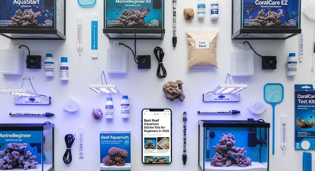 Marine aquarium starter kit with filtration system for reef tank beginners