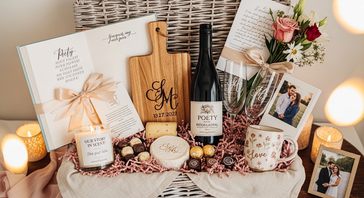 DIY romantic gift basket arrangement step by step layout example