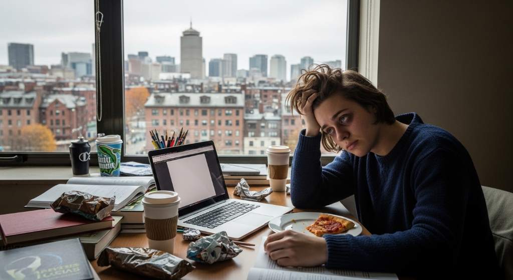 College students recovering from exam stress in library