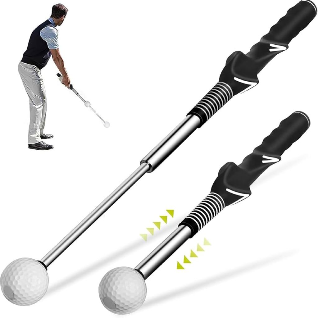 Close-up of beginner golf grip trainer attached to a golf club