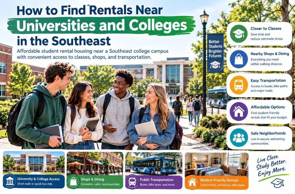 Affordable student rental housing near a Southeast college campus with convenient access to classes, shops, and transportation