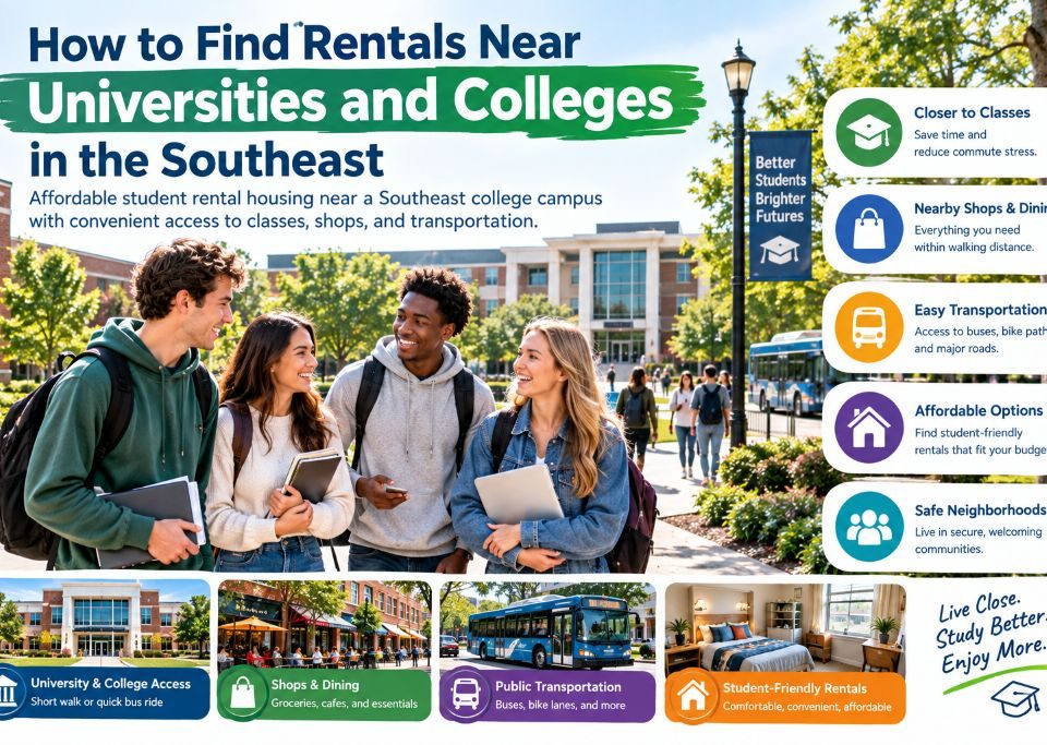 Affordable student rental housing near a Southeast college campus with convenient access to classes, shops, and transportation
