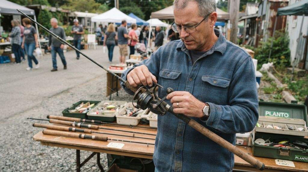 Inspecting fishing rods, reels, and tackle for damage